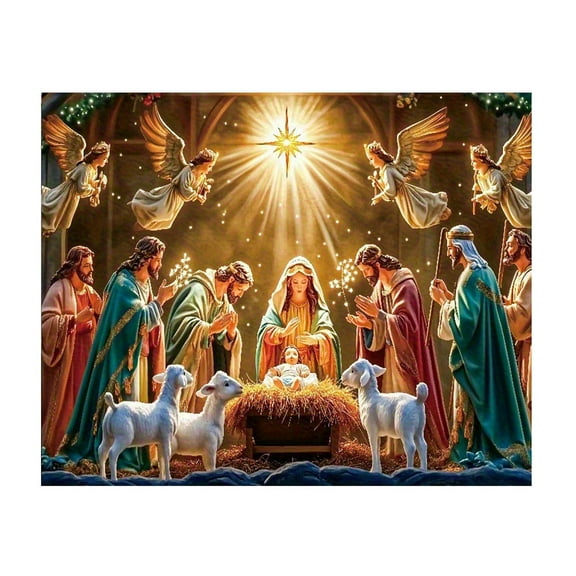 Kumdkd Christmas Nativity Starry Canopy Banner - Peach Velvet Curtain Decoration, Nativity Scene Centerpiece, Church & Home Holiday Decor (Includes Hanging Clips, 70X100cm)