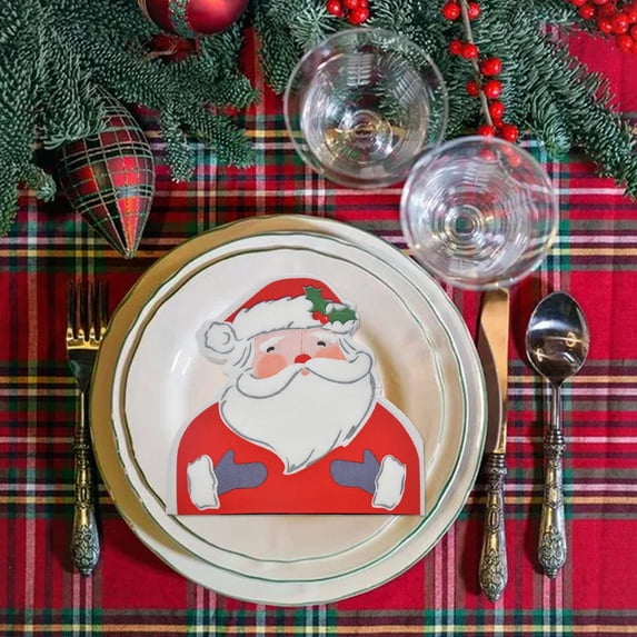 Kumdkd Christmas Party Napkins 20-Pack 6.5x6.5 Inch, Santa Snowflake Reindeer Printed Holiday Dinner Napkins, Disposable Festive Paper Napkins for Christmas Tableware