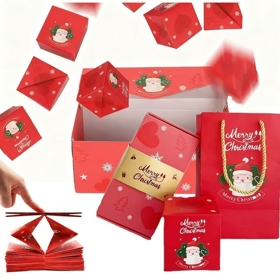 Kumdkd Christmas Surprise Gift Box Set, Surprise Gift Box, DIY Folding Bouncing Gift Box, Creating Surprising Gift Red Envelope Romantic Gift Box(6-11 Bounce Boxes+Gift Box)