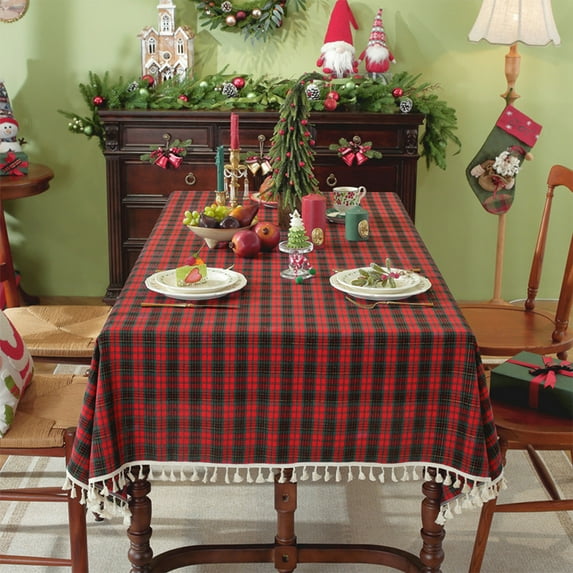 Kumdkd Christmas Tablecloth - 100x140cm Linen Holiday Tablecloth for Dining Room & Festive Decor (Reusable, Machine Washable)