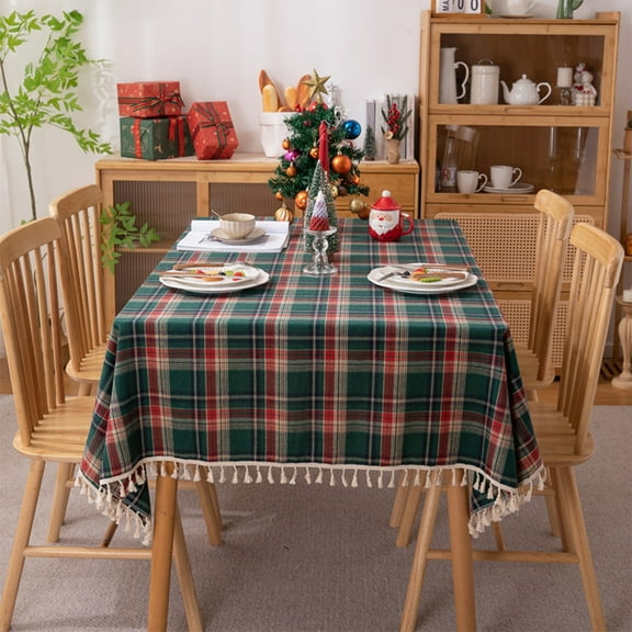 Kumdkd Christmas Tablecloth - 100x140cm Linen Holiday Tablecloth for Dining Room & Festive Decor (Reusable, Machine Washable)