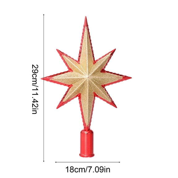Kumdkd Christmas Tree Topper Star Gold Red Silver Plastic Tree Top Decoration 11.4x7.1x2", Easy Install Star for Real and Artificial Christmas Trees, Festive Tree Top Ornament for Holiday Decor