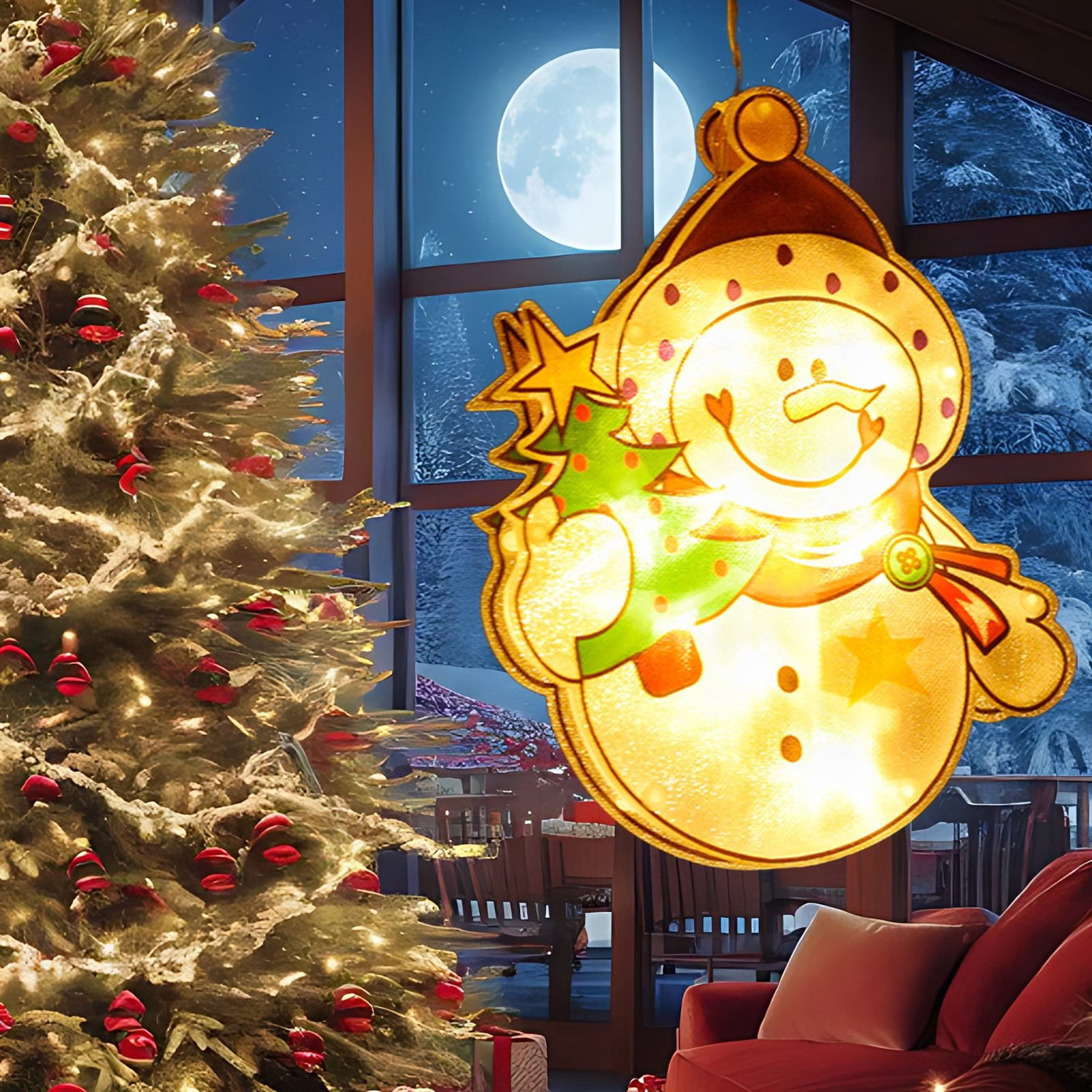 Kumdkd Christmas Window Hanging Lights, 1-Piece Double Sided Acrylic ...