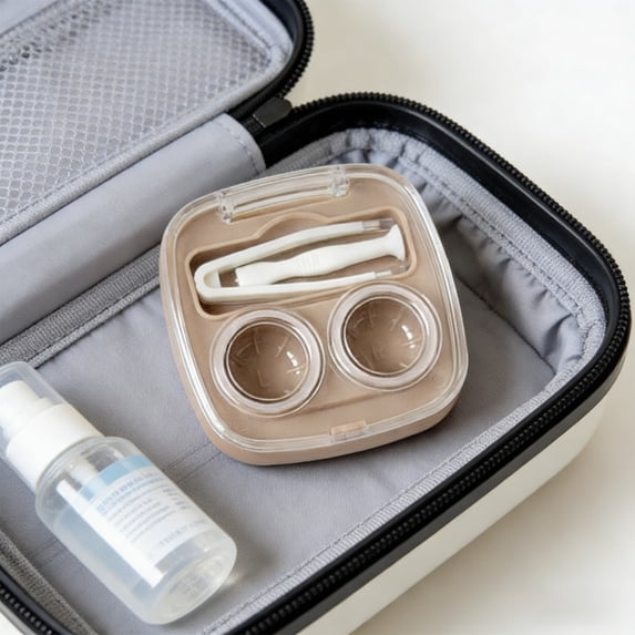 Kumdkd Contacts Lens Case 2.36x1.57in, Portable Travel Contact Lens Storage Box with Double Compartments & Tool Slot, Compact Leakproof Holder for Daily Use, Gym, Business Trips