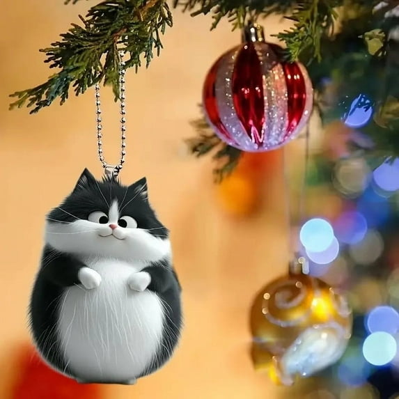 Kumdkd Cowboy Cat car Accessories, Adorable Acrylic Cat Rearview Mirror Hanger, Unique Car Interior Decor & Keychain Accessory