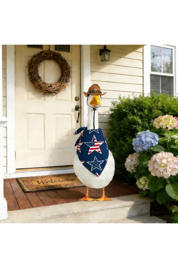 Cowboy Hat & Bandana Costume Outfit for Lawn Geese, Fits up to 23in Porch Geese Decor, Western Theme Garden Goose Decorations, Multicolor Polyester