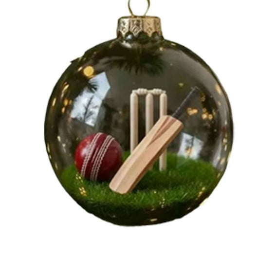 Kumdkd Crystal Glass Sports Ball Ornament Set, 8cm Christmas Tree Decorations with Various Sports Themes, Memorial Gifts for Sports Fans, Clear Glass Xmas Ornaments for Home and Office Decor
