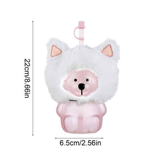 Kumdkd Cute Bear Glass Mug 17oz with Lid, Winter Themed Drinking Cup with Adorable Bear Design, Leak-Proof Portable Glassware for Hot Chocolate, Coffee, Tea, Home Office Car Use, Dishwasher Safe