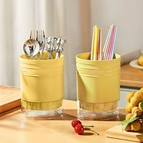 Kumdkd Cutlery Organizer - Breathable Plastic Storage Bucket for Milk Tea Stores, Bars & Home Kitchen, Yellow, 6.18x4.72in, Durable & Easy to Clean