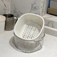 thumbnail image 1 of Kumdkd Double Layer Vegetable Washing Basket & Fruit Bowl, 6.1x3.35in White Plastic Draining Colander with Handle, Food Safe Stackable Drainer for Kitchen Sink, Coffee Table, Dish Drying, 1 of 6