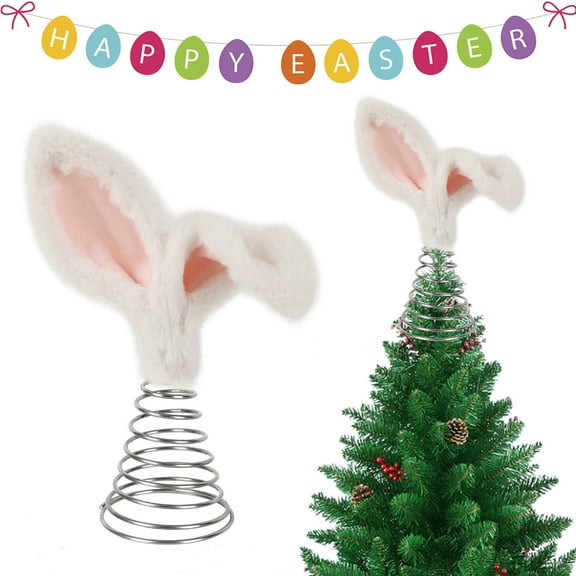 Kumdkd Easter Bunny Ears Christmas Tree Topper, Festive Party Venue Decoration, Spring Holiday Props for Tree, Photo Booth, and Celebration Decor