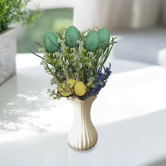 Kumdkd Easter DIY Decorations Simulated Leaf Cuttings with Colored Eggs, 13.77in Realistic Artificial Branch for Spring Wedding, Party & Home Table Centerpiece