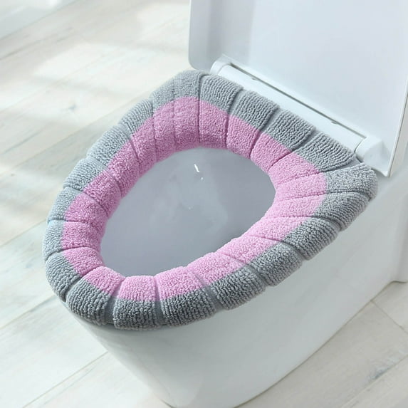 Kumdkd Extra Thick Thermal Toilet Seat Cover – Winter Warm Washable Cushion with Snap Straps, Odor-Resistant & Universal Fit for Round/Elongated Toilets, Machine-Washable