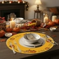 thumbnail image 1 of Kumdkd Fall Round Placemats - 13.98inch Faux Linen Table Mats with Pumpkin & Maple Leaf Prints, Waterproof Plastic Decor for Thanksgiving & Autumn Dining (Multicolor), 1 of 6
