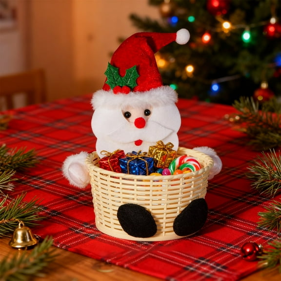 Kumdkd Festive Candy Bowl - Christmas Candy Basket Christmas Party Gifts, Durable Plastic Storage Basket, Holiday Centerpiece (4.33x2.76in)