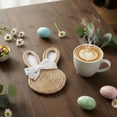thumbnail image 1 of Kumdkd Flax Rope Coaster Set, Easter Bunny Shaped Handwoven Coasters 7.08x4.13in, Heat Resistant Table Mat & Festive Decor Accessories, Khaki, 1 of 6