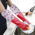 thumbnail image 1 of Kumdkd Floral Rubber Cleaning Gloves - Extra Long Dishwashing Gloves with Cotton Lining for Kitchen, Car Wash & Pet Care | Eco-Friendly Household Gloves Non-Slip Grips, 1 of 3