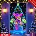 thumbnail image 1 of Kumdkd Fluorescent Christmas Door Cover 35x71 Inch, Santa and Tree Printed Polyester Holiday Banner for Indoor Outdoor Decor, Glowing Party Backdrop, Front Door Decoration for Home Christmas Party, 1 of 1