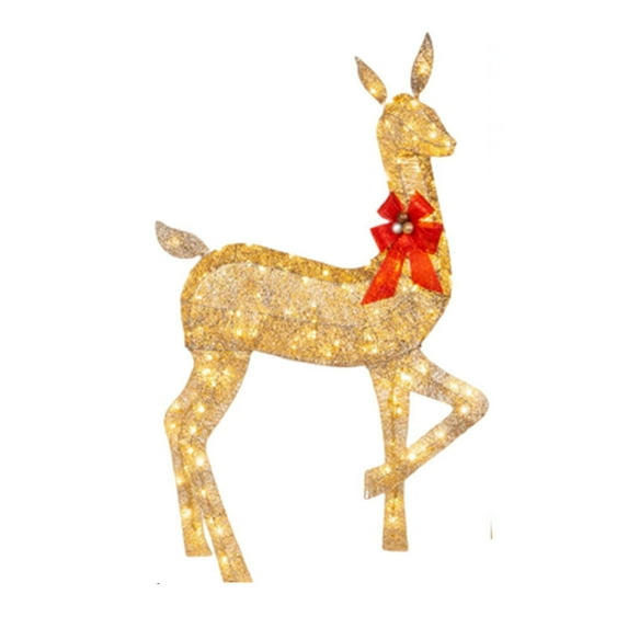 Kumdkd Glittering Reindeer Family Decoration - Light-Up Effect, Easy Assembly, Versatile for Trees/Mantels/Patios, Great Christmas Gift
