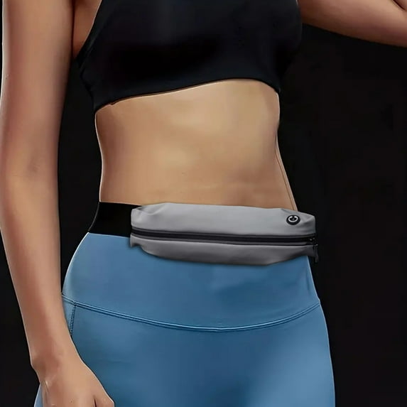 Kumdkd Gray Water-Resistant Running Waist Pack for Women Men – Adjustable Sports Belt with Reflective Strips, Phone Holder for Jogging, Cycling, Hiking – Lightweight Fitness Gift for Runners