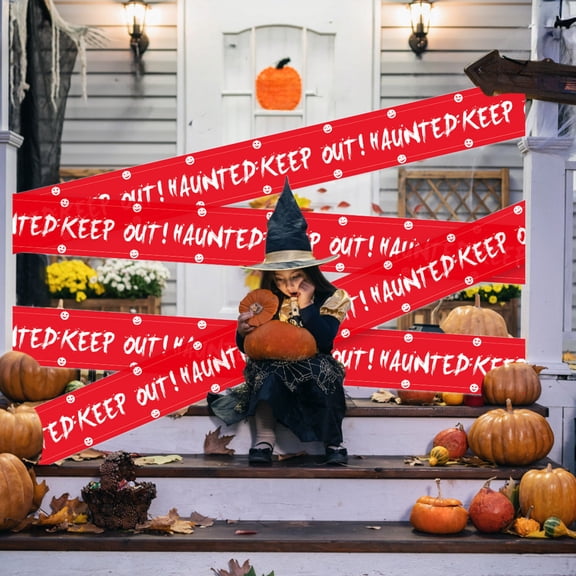 Kumdkd Halloween Caution Tape Decorations  30ft Skull & Ghost Warning Strip for Props, Outdoor Party Scene Setup, Reusable Spooky Decor (2 Rolls, Weatherproof Plastic)