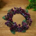 thumbnail image 1 of Kumdkd Handcrafted Christmas Wreath Candle Holder - 4.7" Festive Tabletop Decor with Pinecones & Berries for Holiday Dinner & Mantel Displays, 1 of 6