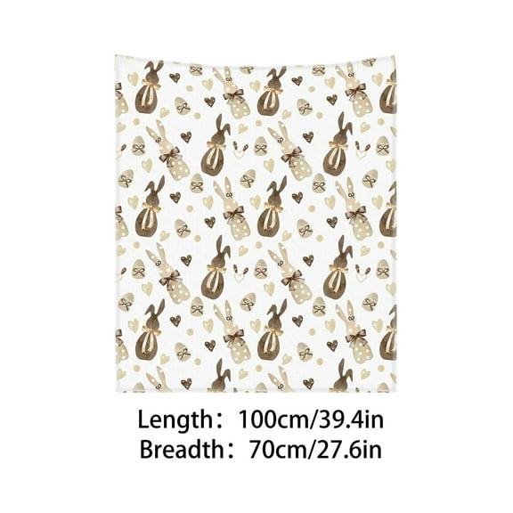 Kumdkd Happy Easter Blanket 70x40in, Flannel Bunny & Eggs Print Throw Blanket for Couch, Soft Lightweight Warm Decorative Afghan for Indoor Outdoor Use, Cozy Gift for Women Men