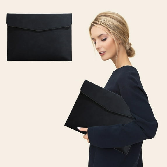 Kumdkd Imitation Leather Document Holder, 10.6x7.8in Large Capacity File Folder Organizer with Magnetic Closure, Waterproof Portfolio Bag for 100+ Sheets, Business, Office, Black