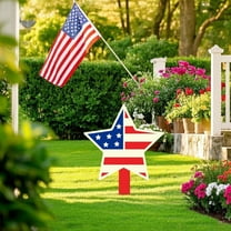 Kumdkd Independence Day Patriotic Garden Stake – 24-Inch ‌Metal Star Barn Patriotic Garden Stakes & USA Flag Yard Decor for 4th of July, Durable Weatherproof Lawn & Garden Decoration