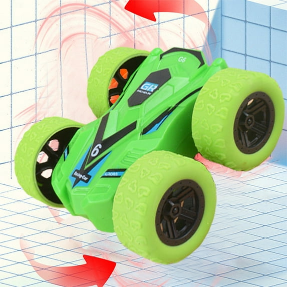 Kumdkd Inertia Toy Cars for Kids - No Battery Push & Go Flip Cars | STEM Learning Toys for 3+ Year Old Boys | Durable ABS Plastic Friction Powered Vehicles | Blue Double-Sided Action Car (3.15 Inch)