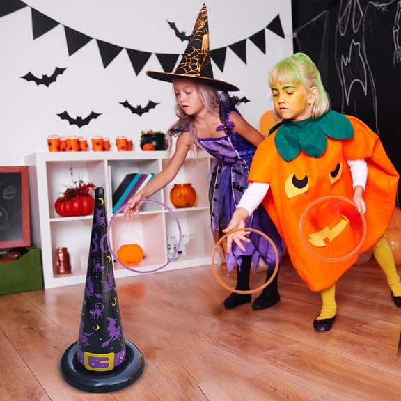 Kumdkd Inflatable Witch Hat Throwing Game  Fun Halloween Party Game & Decoration for Kids & Adults