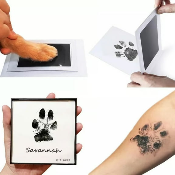 Kumdkd Inkless Baby Handprint & Dog Paw Print Kit – Mess-Free Keepsake with Embossed Cards for Newborns, Puppies, Cats (3.2x5” PVC Pad)