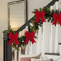 Kumdkd Jumbo Velvet Christmas Bow - 12.2 Inch Multi-Color PVC Holiday Decoration for Trees, Wreaths & Gift Wrapping with Pre-Attached Hanging Ties