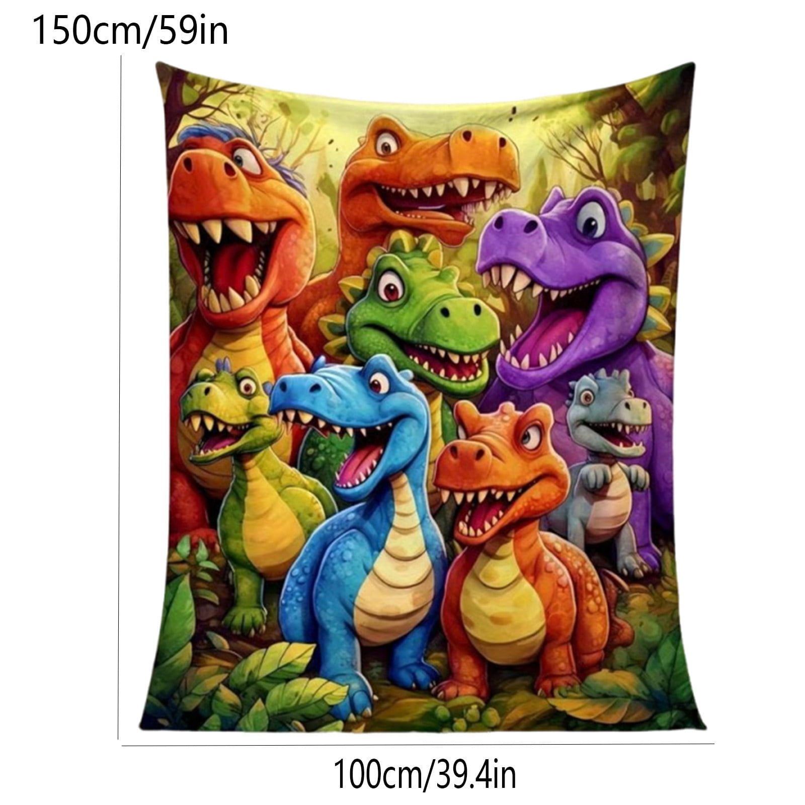 Kumdkd Kids Dinosaur Flannel Blanket, 39"x59" Soft Throw Blanket HD Digital Print Smiling Dinosaurs, Lightweight Warm Fuzzy Bedding for Toddler Boys Girls, Cuddle Nap Blanket
