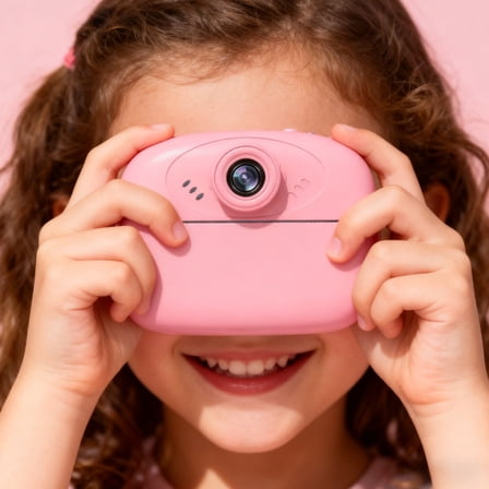 Kumdkd Kids Instant Print Camera, Comic Style Thermal Printer, 48MP Digital SLR-like Toy Camera with Drawing & Games, Pink Children’s Photography Gift