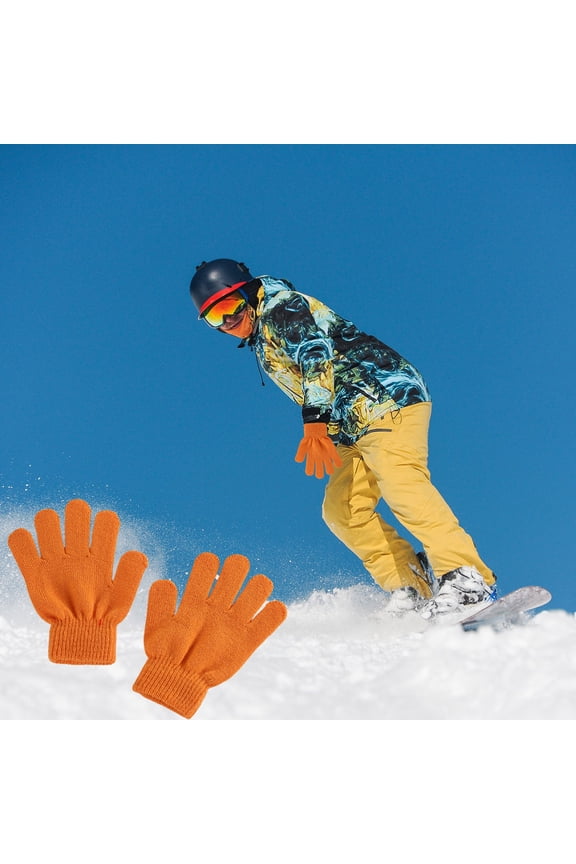Kids Winter Gloves Split Finger Design - Thermal Acrylic Knit Mittens for School & Snow Play - Unisex Cold Weather Handwear
