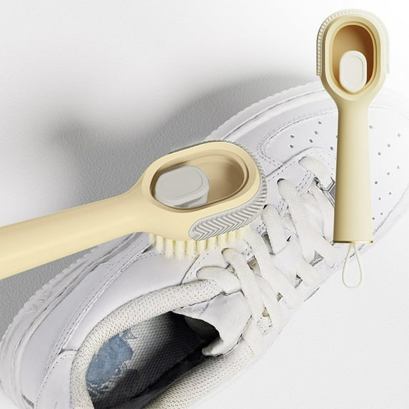 Kumdkd Long Handle Soft Bristle Shoe Cleaning Brush – Soft Bristle Scrubber for Sneakers, Cars & Home Crevices – Non-Scratch Dirt Remover with Hanging Hole (Yellow, 1-Pack)