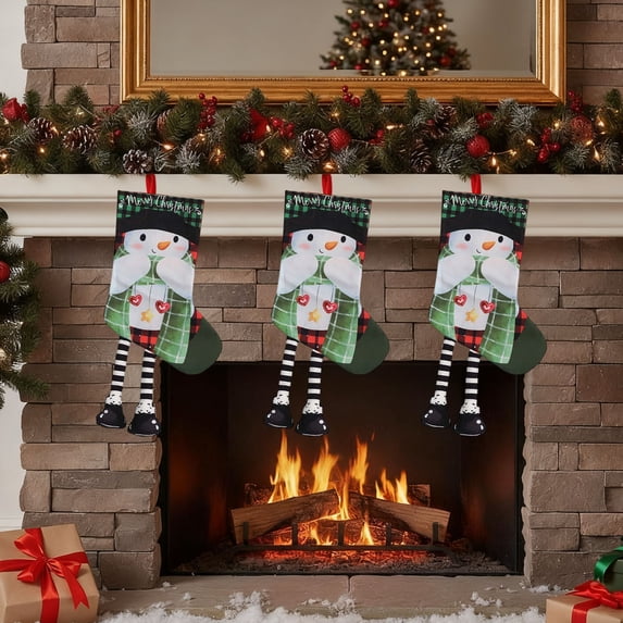 Kumdkd Luxury Christmas Stocking - 21"x10" Oversized Velvet Sock with Metallic Snowflake Embroidery - Extra Large Gift Bag for Family - Dwarf & Elf Themed Decor - Includes Free Holiday Gift Tags