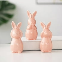 Kumdkd Mini Ceramic Rabbit Figurines, Porcelain Easter Bunny Decorations for Home, Tabletop Ornament, Tea Ceremony Pet