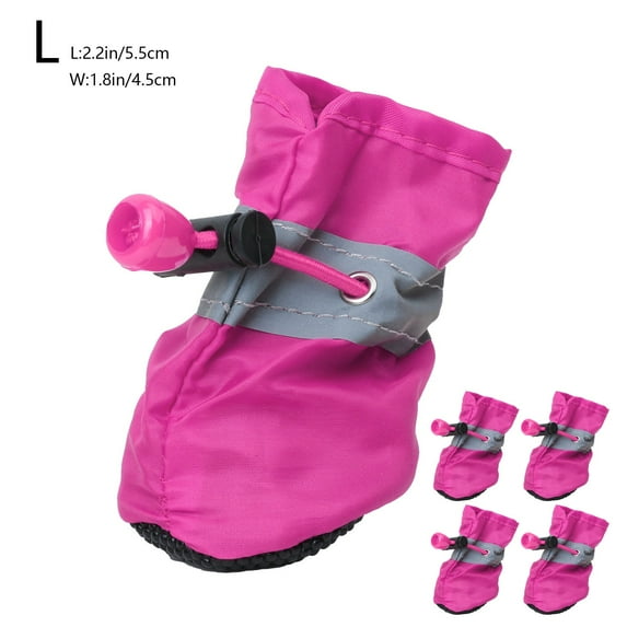 Kumdkd Non-Slip Dog Shoes 4PC Set – Waterproof Reflective Paw Protectors with Adjustable Straps, All-Season Booties for Small Dogs (Pink)