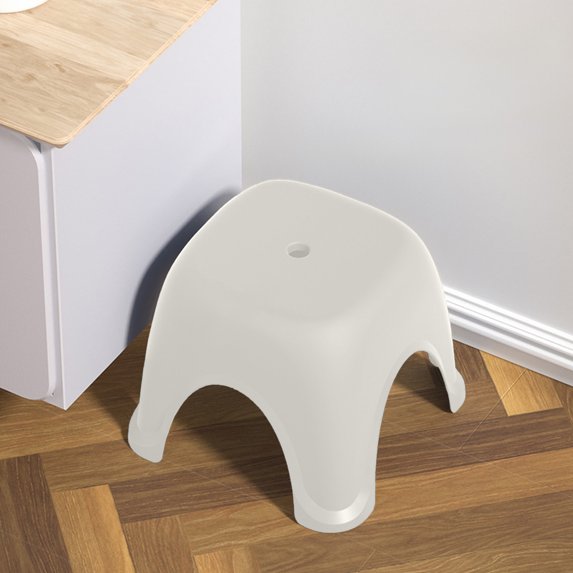 Kumdkd Non-Slip Step Stool for Adults – Lightweight Bathroom Shower Stool with Reinforced Base, Space-Saving Plastic Stool for Toilet/Living Room, Modern Home Decor (White, 9.45x5.91in)
