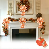 Kumdkd Orange Thanksgiving Ribbon with Maple Leaf & Pumpkin Print – 2.48" Wide Festive Burlap Trim for Wreaths, Gifts & Fall Crafts