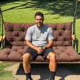 thumbnail image 1 of Kumdkd Outdoor Bench Cushion 47x39 Inch - Waterproof Patio Swing Pillow with Non-Slip Bottom (Coffee, All-Weather Nylon for Garden/Rocking Chair), 1 of 7