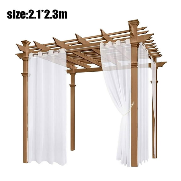 Kumdkd Outdoor Sheer Curtains 52x84 Inch - Sun Filtering Patio Drapes with Grommets for Porch, Pergola | Linen-Look Polyester Indoor/Outdoor Curtain Panel (1 Panel,2.1*2.3m)