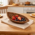 thumbnail image 1 of Kumdkd Oval Imitation Vines Woven Basket, Plastic Rattan Style Storage Tray, Multi Functional Fruit, Vegetable, Snack Organizer, Decorative Home & Kitchen Tray, 1 of 7