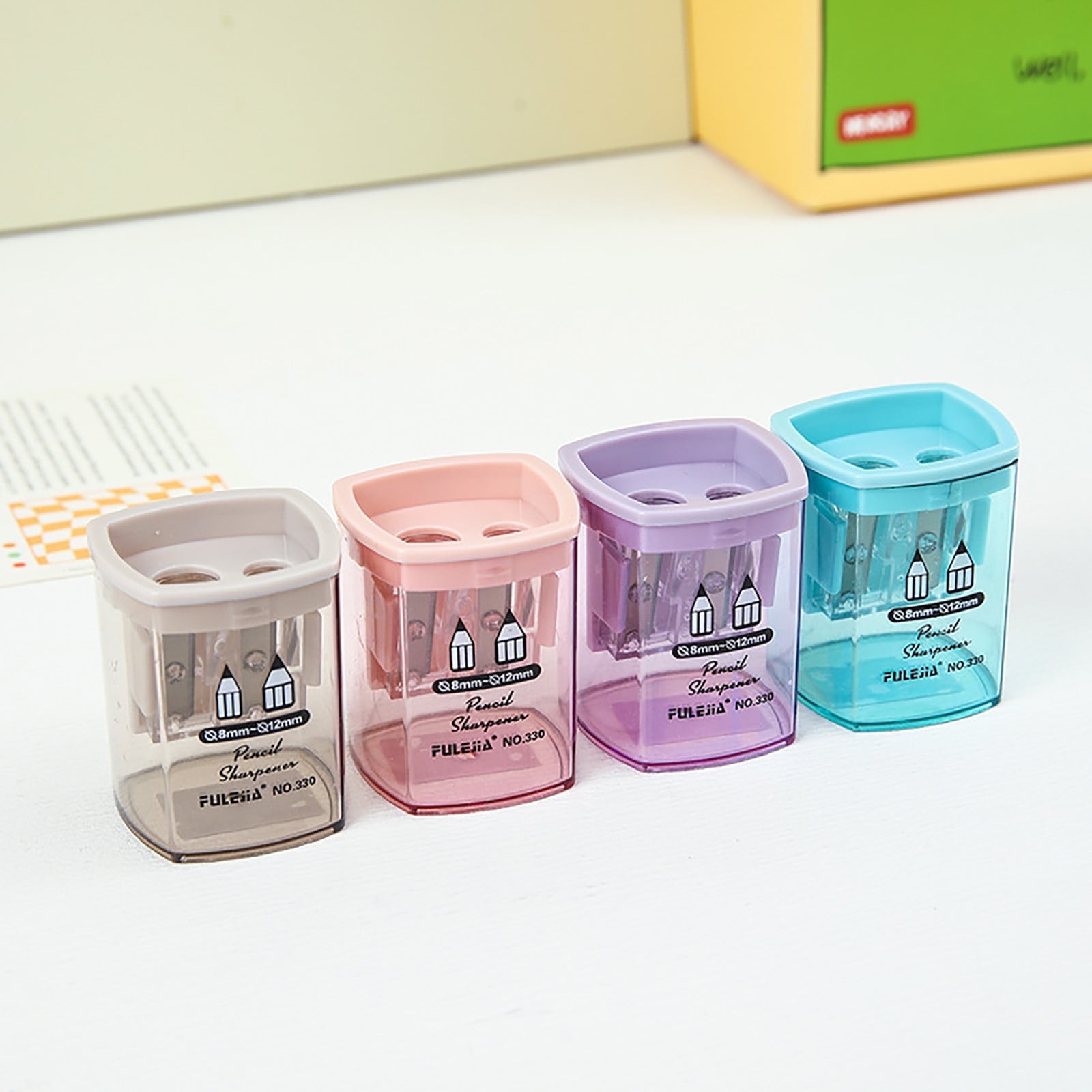 Kumdkd Pencil Sharpener - Colored Manual Small Pencil Sharpeners Hand Held, 4 Pack, Covered, Portable Handheld Sharpener with Cover