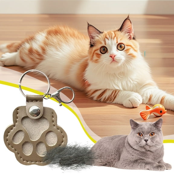 Kumdkd Personalized Pet Memorial Keychain - Leather Paw Keepsake for Dog & Cat Hair Storage - Sympathy Gift for Pet Loss with Engravable Tag