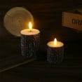 thumbnail image 1 of Kumdkd Pine Bark Effect Flameless Candles Set of 2, Battery Operated 3" 4" Pillar Candles, Real Wax Flickering 3D Wick, LED Fake Pillars for Winter Chrismas Home Decor Gifts, 1 of 5