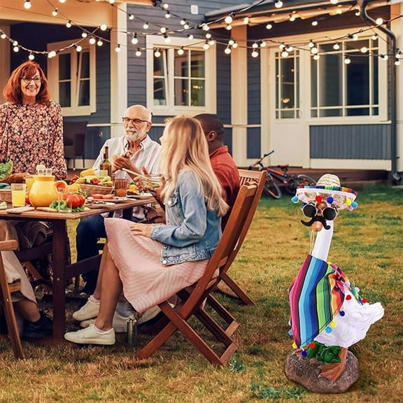 Kumdkd Porch Goose Costume Set - Goose Holiday Outfit 23-Inch Lawn Decor - Multicolor Polyester Outdoor Garden Decor - Hat, Bib, Glasses & Beards‌