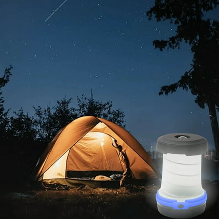 Kumdkd Portable Camping Lantern with Hook - 3 Mode LED Collapsible Light for Tents & Emergencies - Battery Powered Outdoor Lantern (Uses 3 AA Batteries)